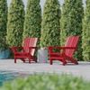 image:imageFlash Furniture Halifax Adirondack Chair with Cup Holder Weather Resistant Poly Resin Adirondack Chair RedRed