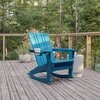 image:imageFlash Furniture Halifax Adirondack Rocking Chair with Cup Holder Weather Resistant Poly Resin Adirondack Rocking Chair BlueBlue