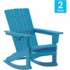 image:imageFlash Furniture Halifax Adirondack Rocking Chair with Cup Holder Weather Resistant Poly Resin Adirondack Rocking Chair BlueBlue