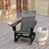 image:imageFlash Furniture Halifax Adirondack Rocking Chair with Cup Holder Weather Resistant Poly Resin Adirondack Rocking Chair BlueGrey