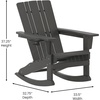 image:imageFlash Furniture Halifax Adirondack Rocking Chair with Cup Holder Weather Resistant Poly Resin Adirondack Rocking Chair BlueGrey