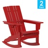 image:imageFlash Furniture Halifax Adirondack Rocking Chair with Cup Holder Weather Resistant Poly Resin Adirondack Rocking Chair BlueRed