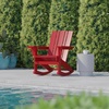 image:imageFlash Furniture Halifax Adirondack Rocking Chair with Cup Holder Weather Resistant Poly Resin Adirondack Rocking Chair BlueRed