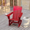 image:imageFlash Furniture Halifax Adirondack Rocking Chair with Cup Holder Weather Resistant Poly Resin Adirondack Rocking Chair BlueRed