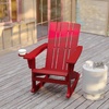 image:imageFlash Furniture Halifax Adirondack Rocking Chair with Cup Holder Weather Resistant Poly Resin Adirondack Rocking Chair BlueRed