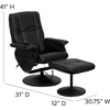 image:imageFlash Furniture Hall Massaging Heat Controlled Adjustable Recliner and Ottoman with Wrapped Base in Black LeatherSoftBlack