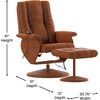 image:imageFlash Furniture Hall Massaging Heat Controlled Adjustable Recliner and Ottoman with Wrapped Base in Black LeatherSoftBrown