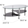 image:imageFlash Furniture Hampden Glass Coffee Table with Black Glass Shelves and Stainless Steel Legs