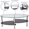 image:imageFlash Furniture Hampden Glass Coffee Table with Black Glass Shelves and Stainless Steel Legs