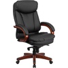 image:imageFlash Furniture Hansel High Back Black LeatherSoft Executive Ergonomic Office Chair with SynchroTilt Mechanism Mahogany Wood Base and Arms