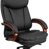 image:imageFlash Furniture Hansel High Back Black LeatherSoft Executive Ergonomic Office Chair with SynchroTilt Mechanism Mahogany Wood Base and Arms