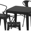 image:imageFlash Furniture Helvey Commercial 5 Piece Table and Chairs Set  4 Black Metal Chairs with Poly Resin Seats  Black 315 Square Table with Poly Resin Top5Piece Set