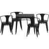 image:imageFlash Furniture Helvey Commercial 5 Piece Table and Chairs Set  4 Black Metal Chairs with Poly Resin Seats  Black 315 Square Table with Poly Resin Top5Piece Set
