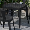 image:imageFlash Furniture Helvey Commercial 5 Piece Table and Chairs Set  4 Black Metal Chairs with Poly Resin Seats  Black 315 Square Table with Poly Resin Top5Piece Set