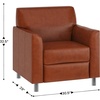 image:imageFlash Furniture Hercules Diplomat Series LeatherSoft Upholstered Side Reception Chair Lobby Chair with Cushions and Flared Arms BlackCognacChrome Legs