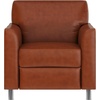 image:imageFlash Furniture Hercules Diplomat Series LeatherSoft Upholstered Side Reception Chair Lobby Chair with Cushions and Flared Arms BlackCognacChrome Legs