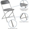 image:imageFlash Furniture Hercules Series Plastic Folding Chair Brown  10 Pack 650LB Weight Capacity Comfortable Event ChairLightweight Folding ChairGrey