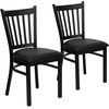 image:imageFlash Furniture Hercules Series Vertical Back Metal Restaurant Chairs Upholstered Armless Dining Chairs for RestaurantsKitchens Set of 2 BlackBlack Vinyl Seat