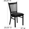 image:imageFlash Furniture Hercules Series Vertical Back Metal Restaurant Chairs Upholstered Armless Dining Chairs for RestaurantsKitchens Set of 2 BlackBlack Vinyl Seat