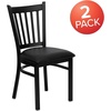 image:imageFlash Furniture Hercules Series Vertical Back Metal Restaurant Chairs Upholstered Armless Dining Chairs for RestaurantsKitchens Set of 2 BlackBlack Vinyl Seat