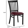 image:imageFlash Furniture Hercules Series Vertical Back Metal Restaurant Chairs Upholstered Armless Dining Chairs for RestaurantsKitchens Set of 2 BlackBurgundy Vinyl Seat