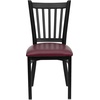 image:imageFlash Furniture Hercules Series Vertical Back Metal Restaurant Chairs Upholstered Armless Dining Chairs for RestaurantsKitchens Set of 2 BlackBurgundy Vinyl Seat