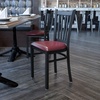 image:imageFlash Furniture Hercules Series Vertical Back Metal Restaurant Chairs Upholstered Armless Dining Chairs for RestaurantsKitchens Set of 2 BlackBurgundy Vinyl Seat