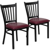image:imageFlash Furniture Hercules Series Vertical Back Metal Restaurant Chairs Upholstered Armless Dining Chairs for RestaurantsKitchens Set of 2 BlackBurgundy Vinyl Seat
