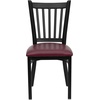image:imageFlash Furniture Hercules Series Vertical Back Metal Restaurant Chairs Upholstered Armless Dining Chairs for RestaurantsKitchens Set of 2 BlackBurgundy Vinyl Seat