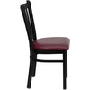 image:imageFlash Furniture Hercules Series Vertical Back Metal Restaurant Chairs Upholstered Armless Dining Chairs for RestaurantsKitchens Set of 2 BlackBurgundy Vinyl Seat