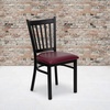 image:imageFlash Furniture Hercules Series Vertical Back Metal Restaurant Chairs Upholstered Armless Dining Chairs for RestaurantsKitchens Set of 2 BlackBurgundy Vinyl Seat