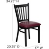 image:imageFlash Furniture Hercules Series Vertical Back Metal Restaurant Chairs Upholstered Armless Dining Chairs for RestaurantsKitchens Set of 2 BlackBurgundy Vinyl Seat