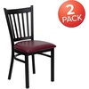 image:imageFlash Furniture Hercules Series Vertical Back Metal Restaurant Chairs Upholstered Armless Dining Chairs for RestaurantsKitchens Set of 2 BlackBurgundy Vinyl Seat