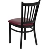 image:imageFlash Furniture Hercules Series Vertical Back Metal Restaurant Chairs Upholstered Armless Dining Chairs for RestaurantsKitchens Set of 2 BlackBurgundy Vinyl Seat