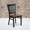 image:imageFlash Furniture Hercules Series Vertical Back Metal Restaurant Chairs Upholstered Armless Dining Chairs for RestaurantsKitchens Set of 2 BlackCherry Wood Seat