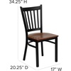 image:imageFlash Furniture Hercules Series Vertical Back Metal Restaurant Chairs Upholstered Armless Dining Chairs for RestaurantsKitchens Set of 2 BlackCherry Wood Seat