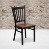 image:imageFlash Furniture Hercules Series Vertical Back Metal Restaurant Chairs Upholstered Armless Dining Chairs for RestaurantsKitchens Set of 2 BlackCherry Wood Seat