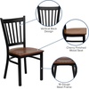 image:imageFlash Furniture Hercules Series Vertical Back Metal Restaurant Chairs Upholstered Armless Dining Chairs for RestaurantsKitchens Set of 2 BlackCherry Wood Seat