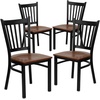 image:imageFlash Furniture Hercules Series Vertical Back Metal Restaurant Chairs Upholstered Armless Dining Chairs for RestaurantsKitchens Set of 2 BlackCherry Wood Seat