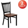 image:imageFlash Furniture Hercules Series Vertical Back Metal Restaurant Chairs Upholstered Armless Dining Chairs for RestaurantsKitchens Set of 2 BlackCherry Wood Seat