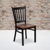 image:imageFlash Furniture Hercules Series Vertical Back Metal Restaurant Chairs Upholstered Armless Dining Chairs for RestaurantsKitchens Set of 2 BlackCherry Wood Seat