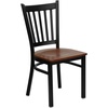 image:imageFlash Furniture Hercules Series Vertical Back Metal Restaurant Chairs Upholstered Armless Dining Chairs for RestaurantsKitchens Set of 2 BlackCherry Wood Seat