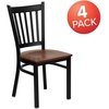 image:imageFlash Furniture Hercules Series Vertical Back Metal Restaurant Chairs Upholstered Armless Dining Chairs for RestaurantsKitchens Set of 2 BlackCherry Wood Seat