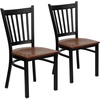 image:imageFlash Furniture Hercules Series Vertical Back Metal Restaurant Chairs Upholstered Armless Dining Chairs for RestaurantsKitchens Set of 2 BlackCherry Wood Seat