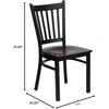 image:imageFlash Furniture Hercules Series Vertical Back Metal Restaurant Chairs Upholstered Armless Dining Chairs for RestaurantsKitchens Set of 2 BlackMahogany Wood Seat