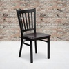 image:imageFlash Furniture Hercules Series Vertical Back Metal Restaurant Chairs Upholstered Armless Dining Chairs for RestaurantsKitchens Set of 2 BlackMahogany Wood Seat