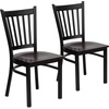 image:imageFlash Furniture Hercules Series Vertical Back Metal Restaurant Chairs Upholstered Armless Dining Chairs for RestaurantsKitchens Set of 2 BlackMahogany Wood Seat