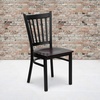 image:imageFlash Furniture Hercules Series Vertical Back Metal Restaurant Chairs Upholstered Armless Dining Chairs for RestaurantsKitchens Set of 2 BlackMahogany Wood Seat