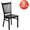 image:imageFlash Furniture Hercules Series Vertical Back Metal Restaurant Chairs Upholstered Armless Dining Chairs for RestaurantsKitchens Set of 2 BlackMahogany Wood Seat