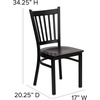 image:imageFlash Furniture Hercules Series Vertical Back Metal Restaurant Chairs Upholstered Armless Dining Chairs for RestaurantsKitchens Set of 2 BlackMahogany Wood Seat